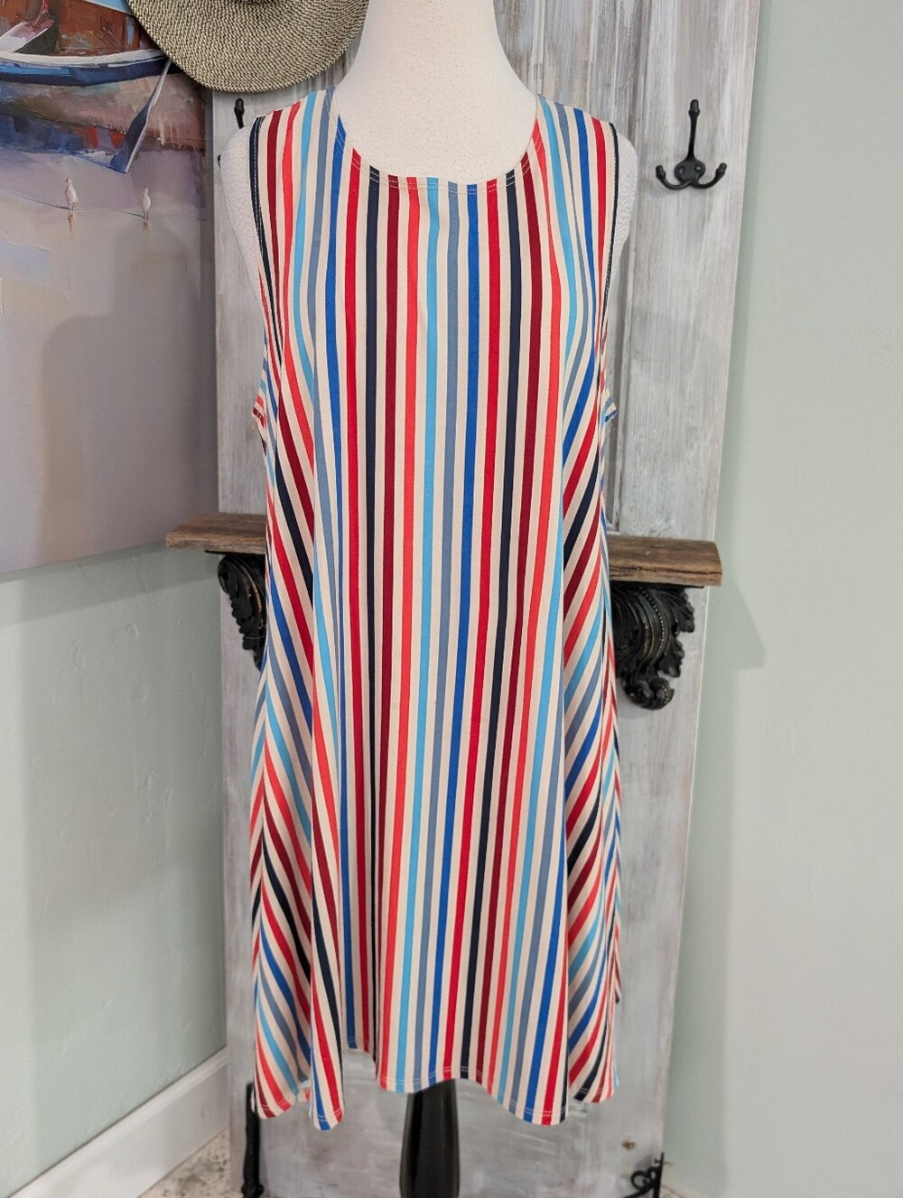 Allison Brittney Multicolor Striped Sleeveless Dress